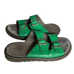DR MARTENS Green Ada Sandals Adjustable Straps Leather Womens US 8 EU 39